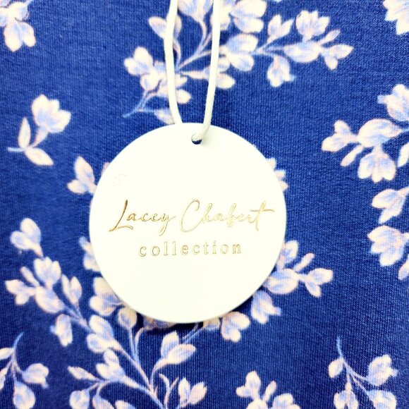 Lacey Chabert Collection Blue Floral Long Sleeve Tie-Front Womens Top Size M - Picture 4 of 10